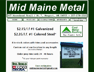 Mid Maine Metal website